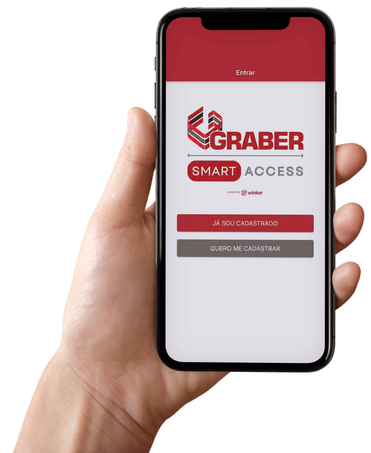 Celular com o aplicativo Graber Smart Access